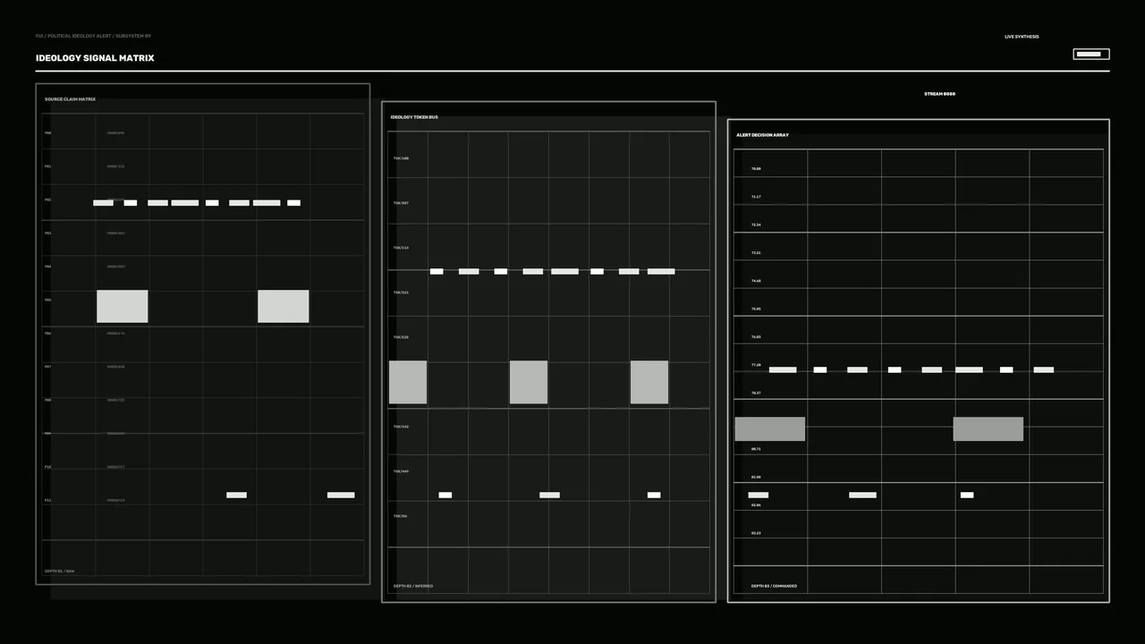 Ideology Signal Matrix FUI HUD 4K Sci-Fi Wallpaper