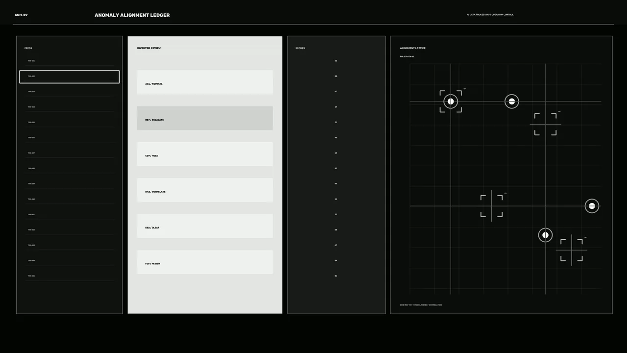 Anomaly Alignment Ledger Sci-Fi HUD Dashboard 4K Wallpaper