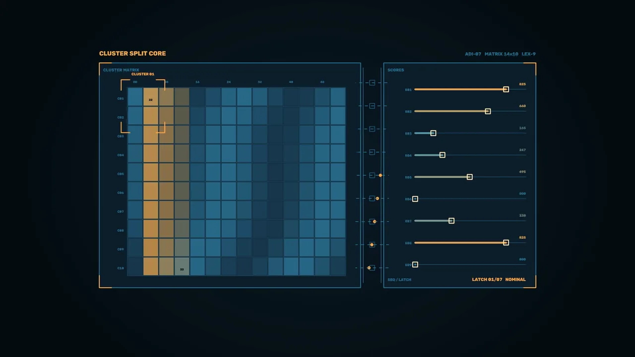 Sci-Fi Cluster Matrix HUD Dashboard 4K Wallpaper