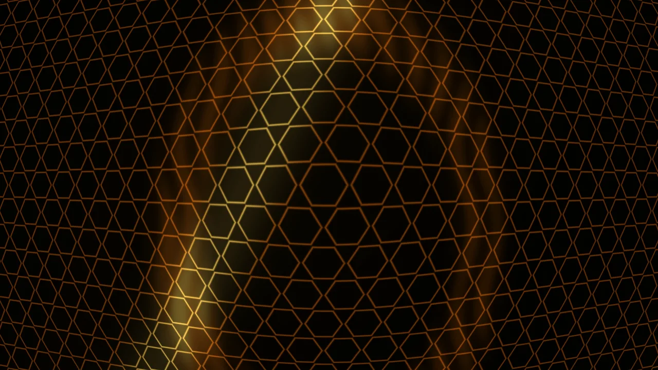 4K Amber Honeycomb HUD Interface Screen Graphic