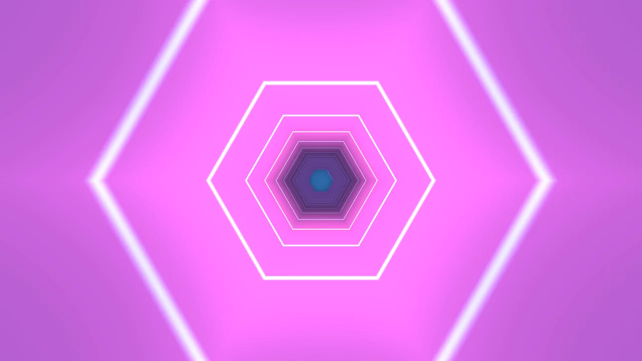 Neon Magenta Hexagonal Tunnel with Blue Core 4K Wallpaper