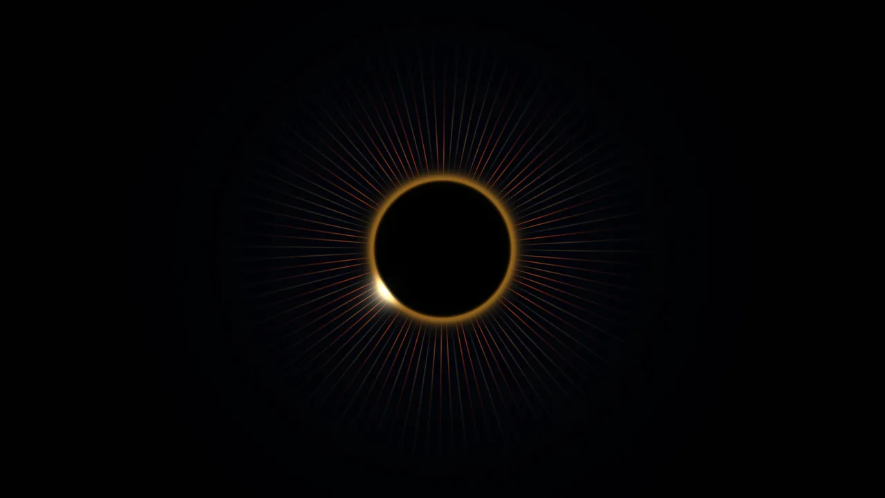 Golden Eclipse Ring and Radial Light Rays 4K Wallpaper
