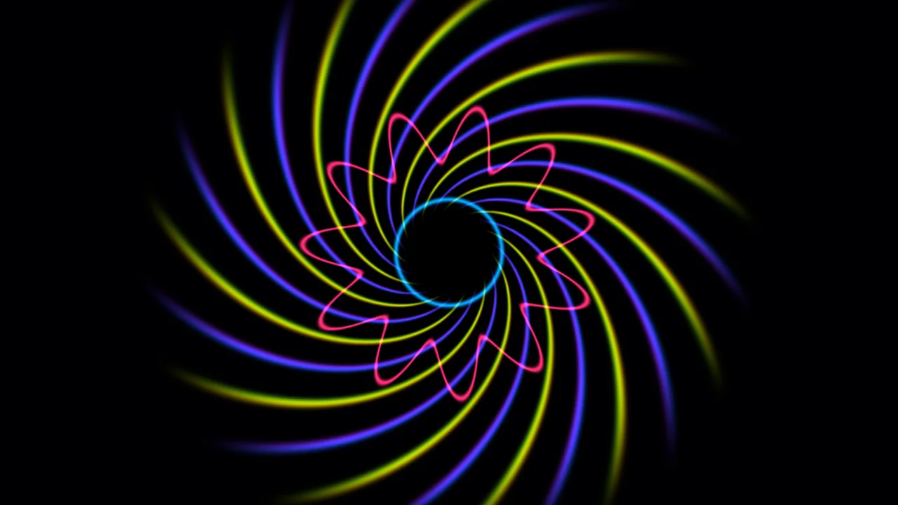 Dark Neon Spiral Mandala 4K Wallpaper