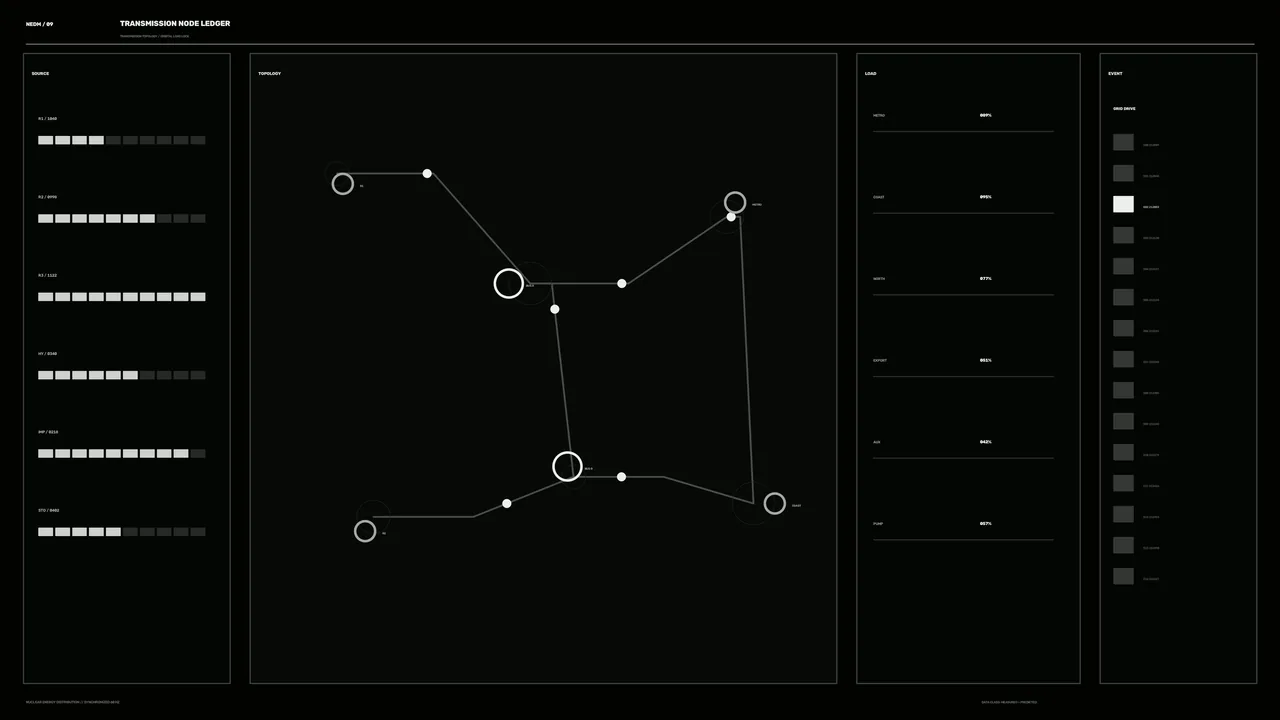 Energy Distribution Monitoring HUD with Network Topology 4K Wallpaper