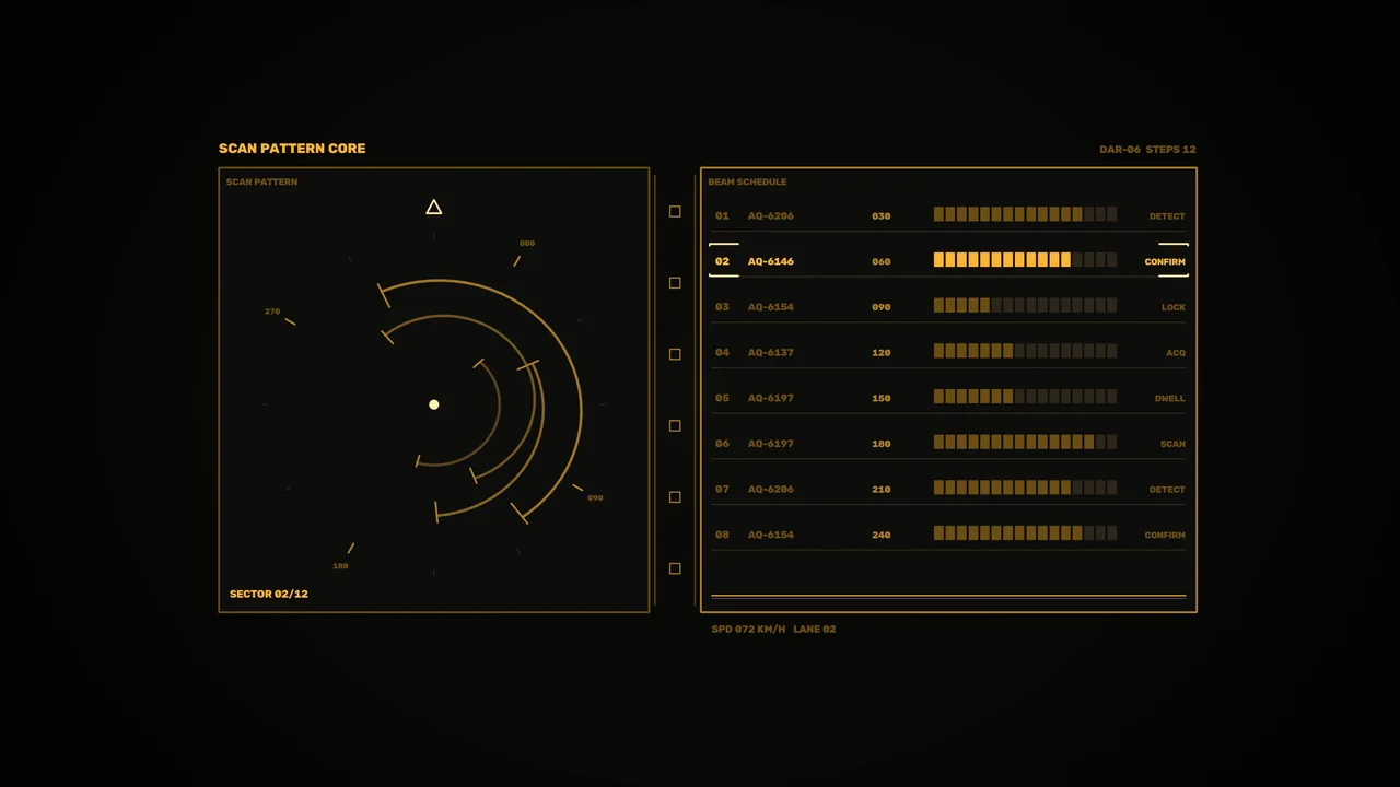 Amber Circular Radar Scan HUD Interface – 4K Sci-Fi Wallpaper