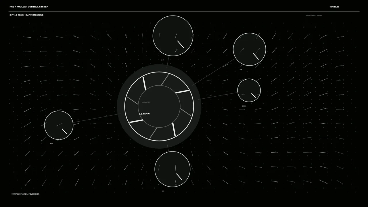 Nuclear Residual Heat Control HUD with Circular Telemetry Gauges