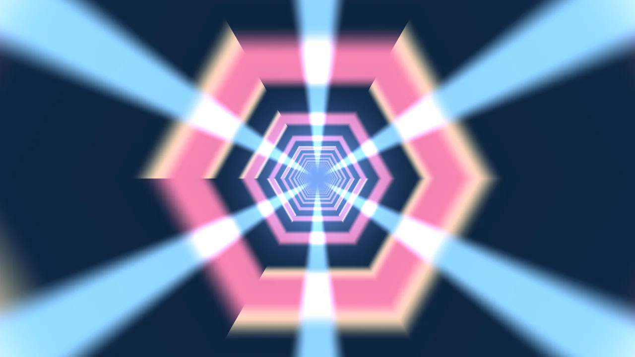 Neon Pink and Cyan Hexagonal Tunnel Light Beams 4K Wallpaper