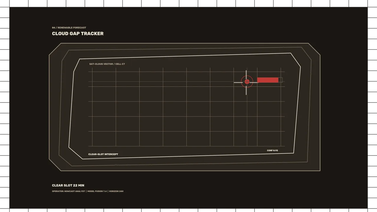 Cloud Gap Tracker Renewable Energy Forecast HUD Wallpaper