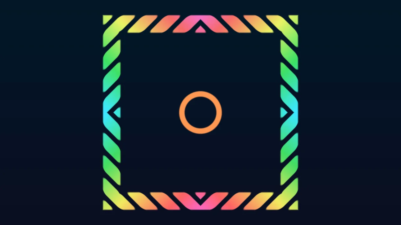 Colorful Geometric Frame with Orange Circle 4K Wallpaper