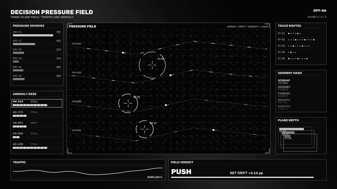 Pressure Field Telemetry HUD Dashboard 4K Sci-Fi Wallpaper