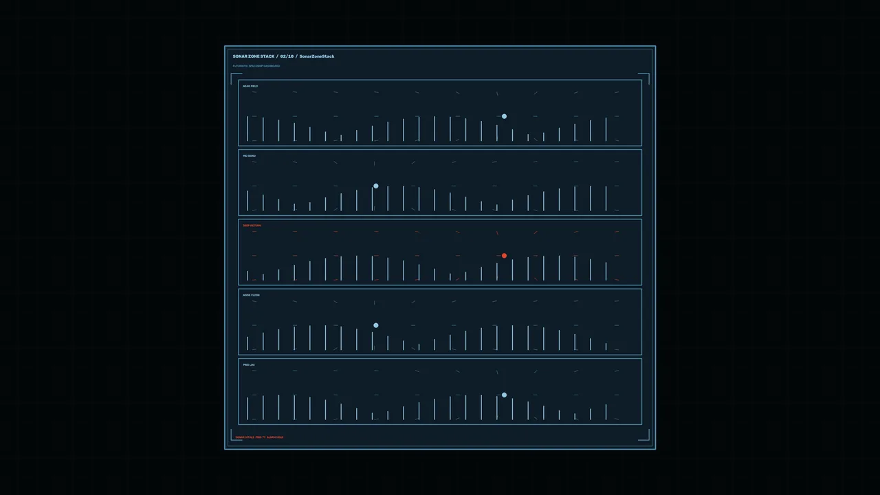 Futuristic Sonar Telemetry Dashboard HUD