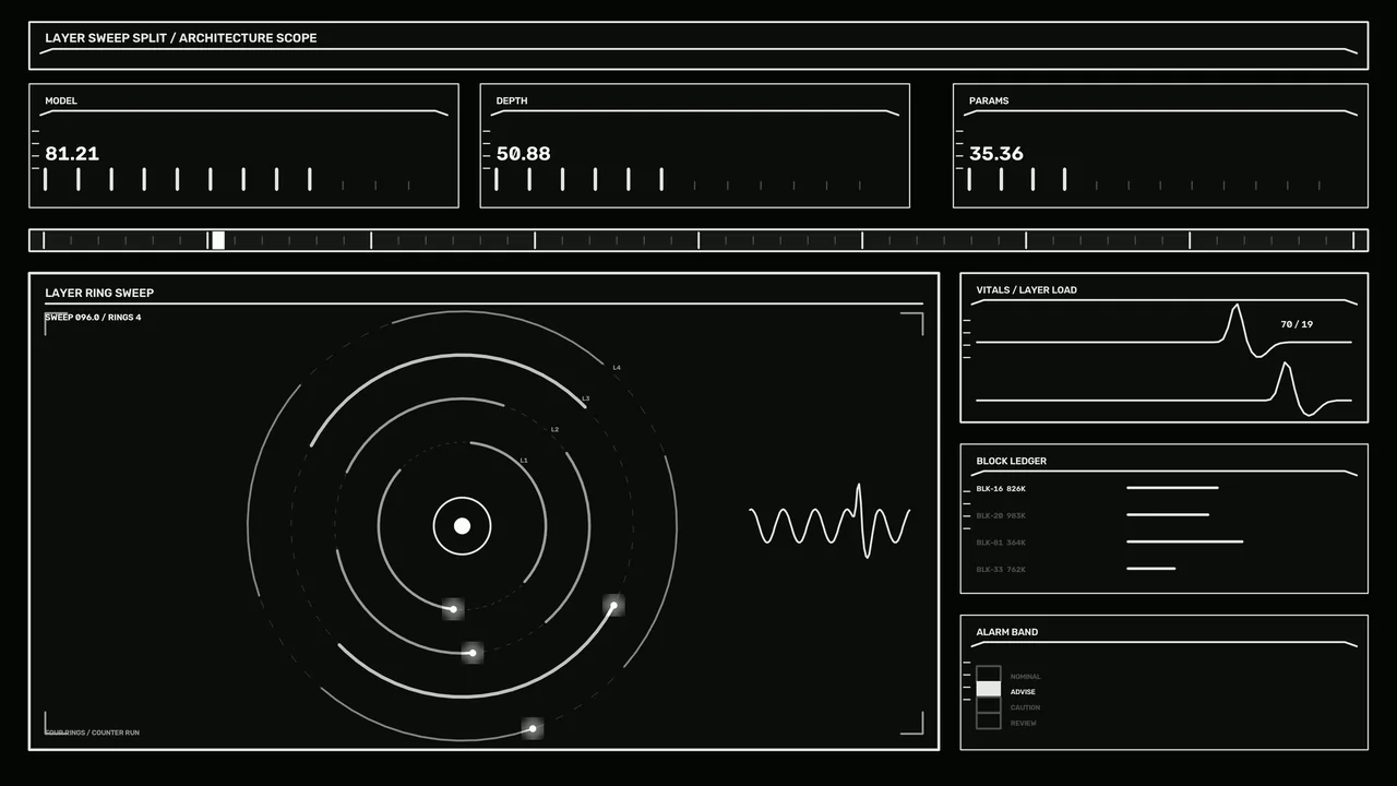Monochrome Layer Sweep Ring Scanner HUD Dashboard 4K Wallpaper