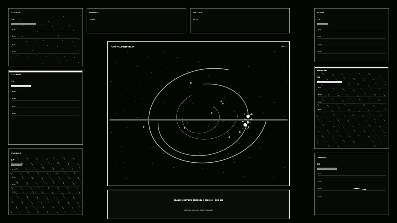 Monochrome Orbital Scanner HUD Dashboard 4K Wallpaper