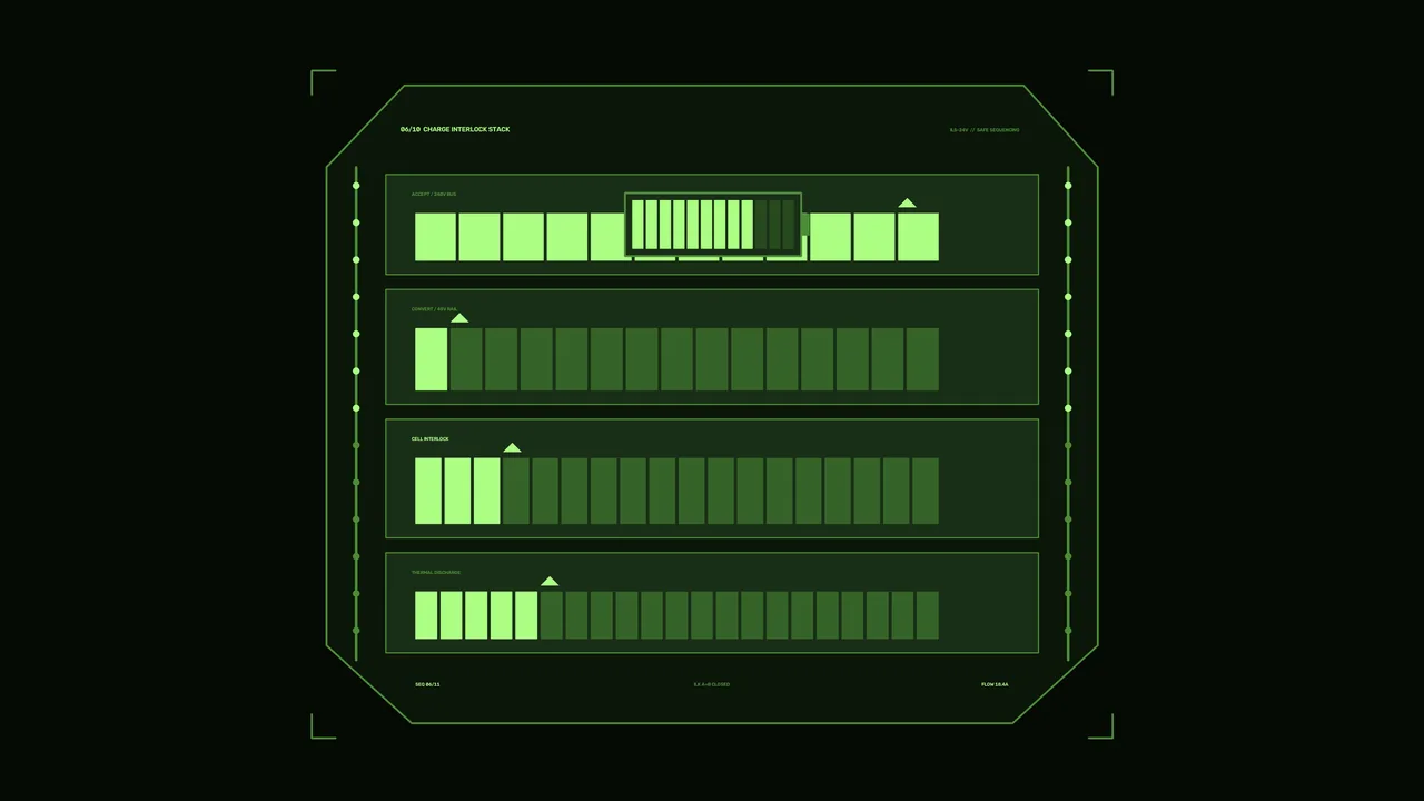 Green Battery Charging Telemetry HUD, 4K Sci-Fi Wallpaper