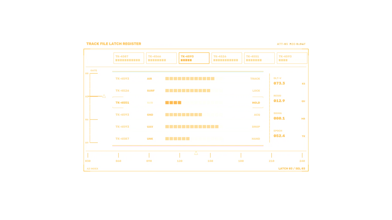 Orange Target Tracking Telemetry HUD Dashboard on Black 4K Wallpaper