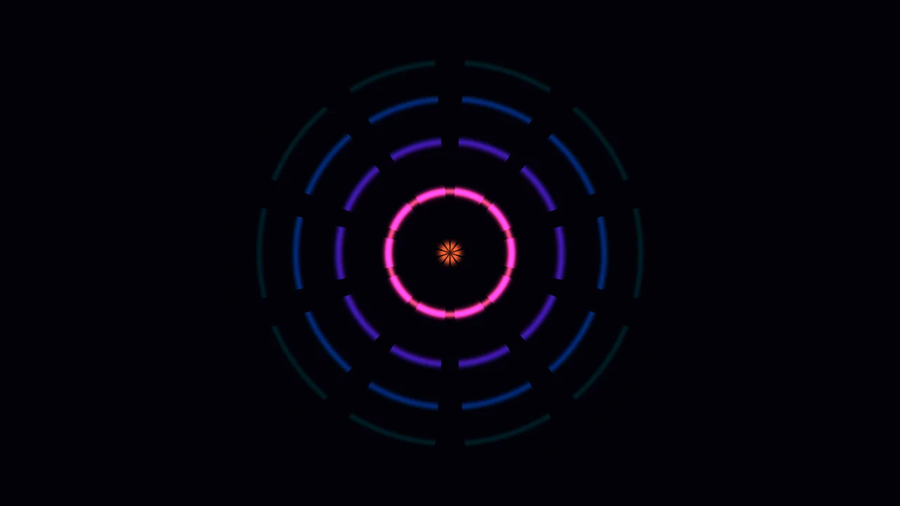 Concentric Neon Ring Mandala on Black 4K Wallpaper