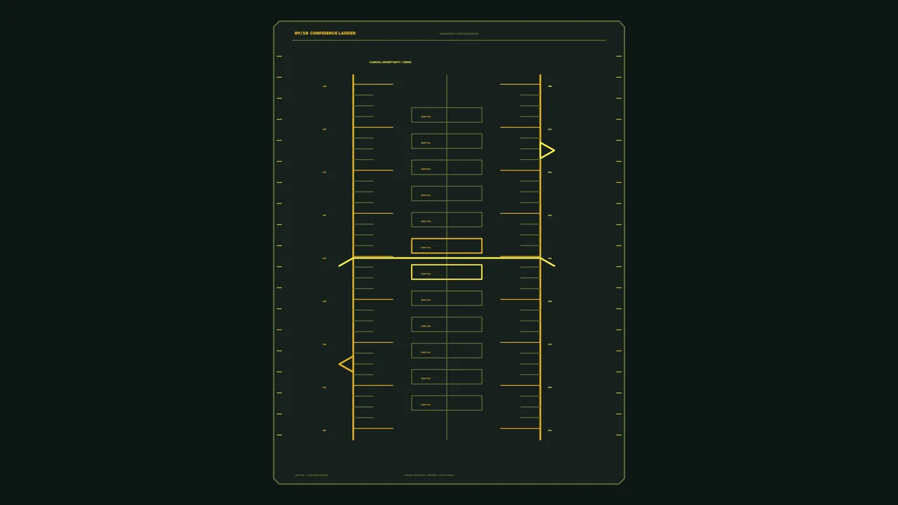 Amber Confidence Ladder HUD – Vertical Telemetry Dashboard 4K Wallpaper