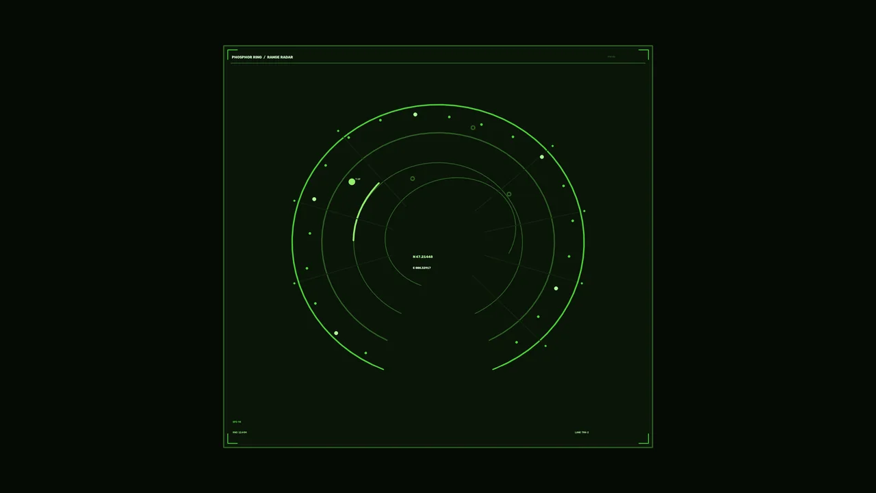 Green Circular Radar HUD with Target Coordinates, 4K Sci-Fi Wallpaper