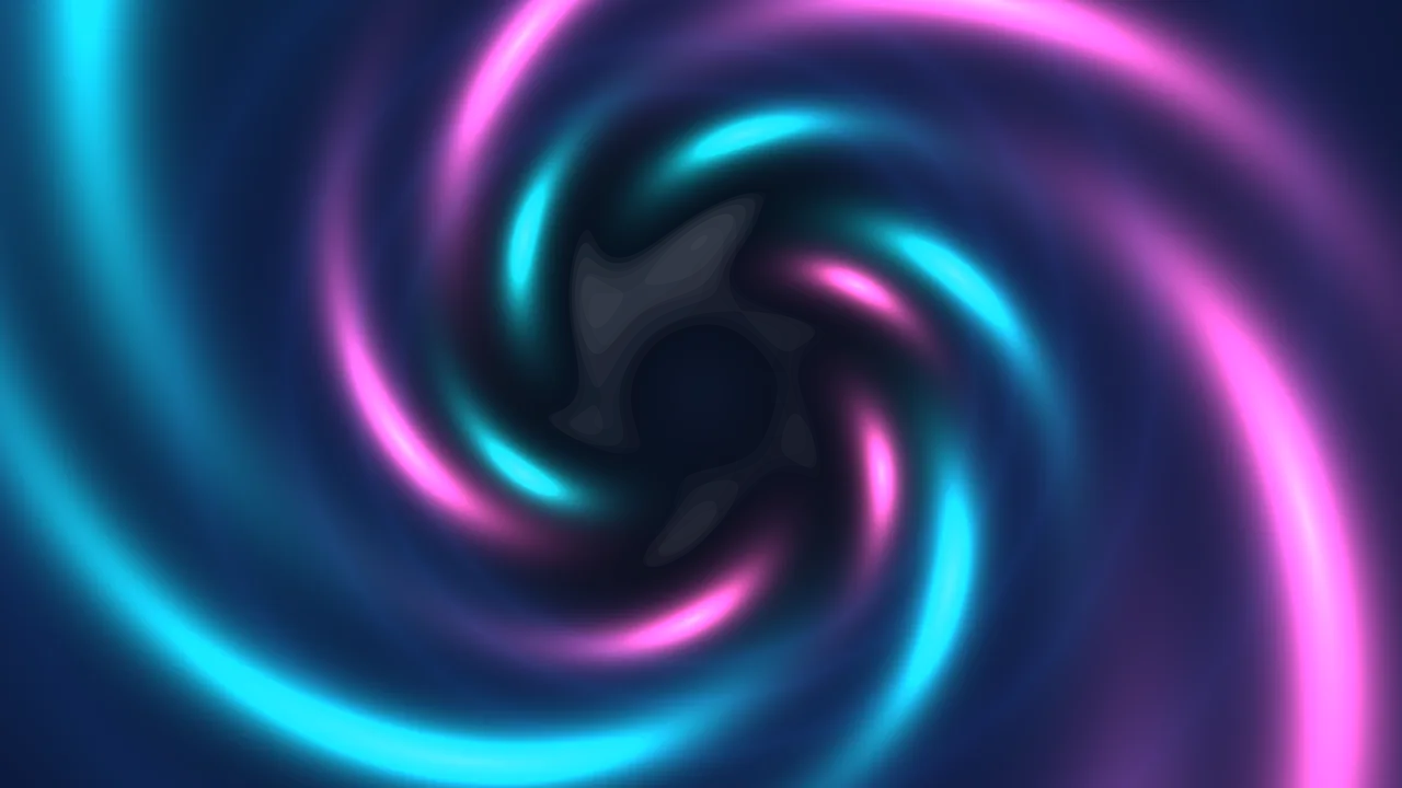 Cyan and Magenta Neon Spiral Tunnel 4K Wallpaper