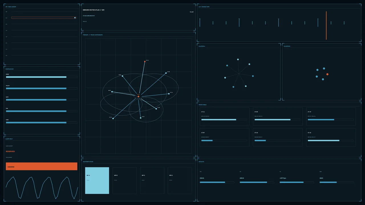 Sci-Fi Navigation HUD Track Map with Telemetry Panels – 4K Wallpaper