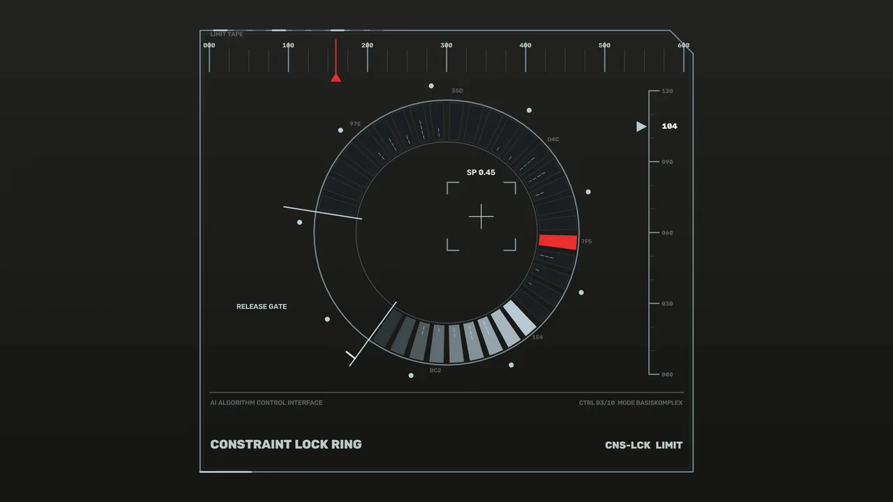 Dark Sci-Fi HUD Circular Lock Ring with Red Indicator 4K Wallpaper