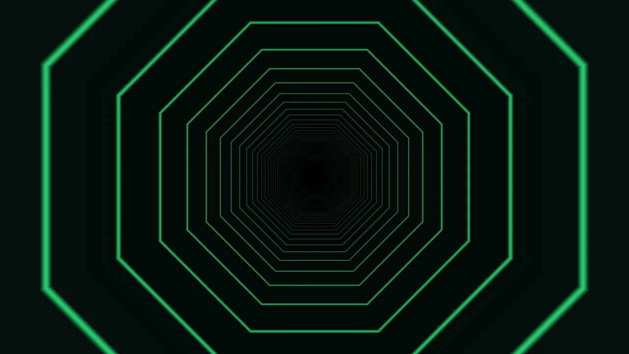 Green Concentric Octagonal Tunnel 4K Wallpaper