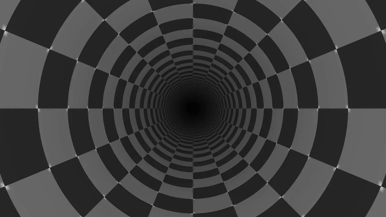 Monochrome Concentric Checkerboard Tunnel 4K Wallpaper