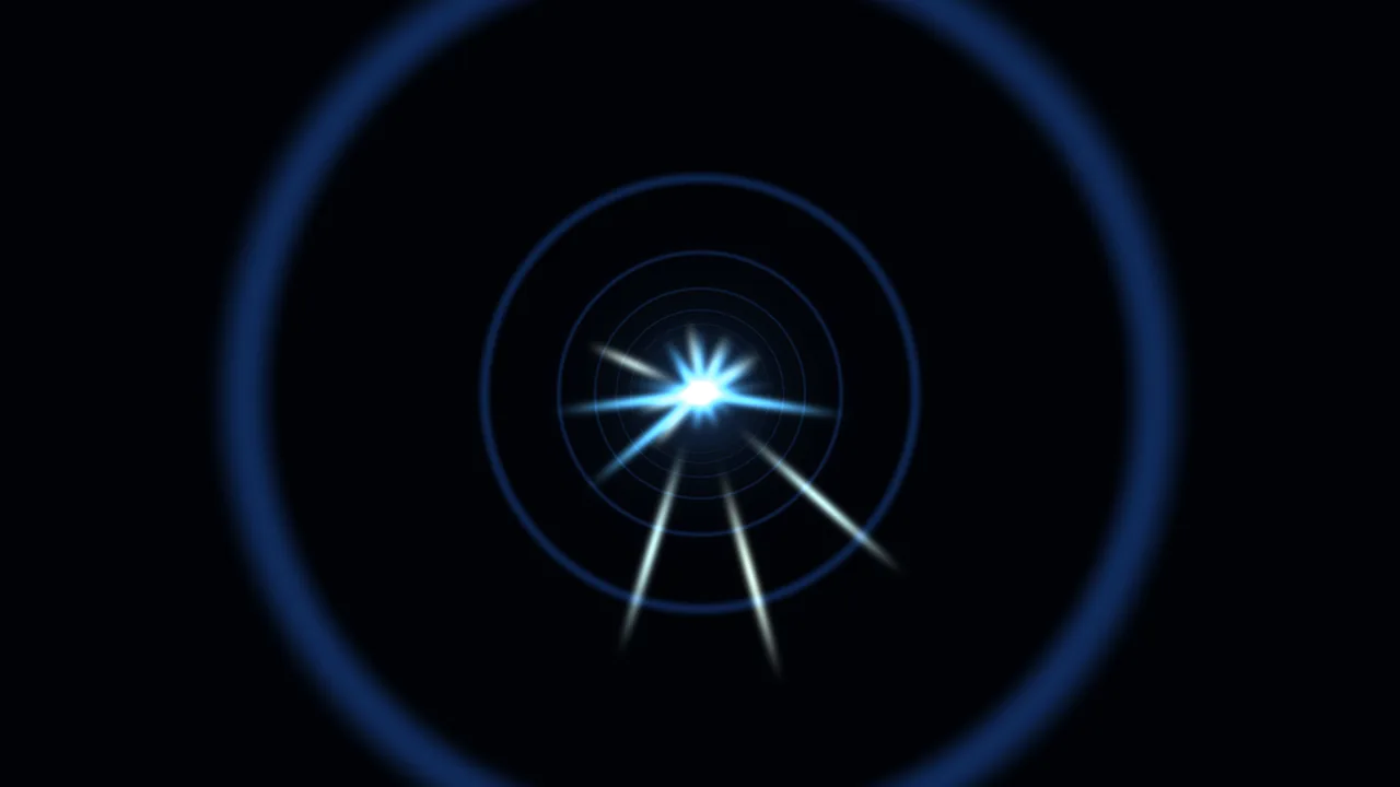 Abstract Blue Concentric Rings and Central Light Burst 4K Wallpaper