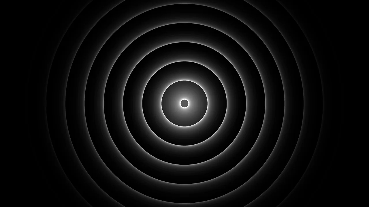 Monochrome Concentric Rings on Black 4K Wallpaper