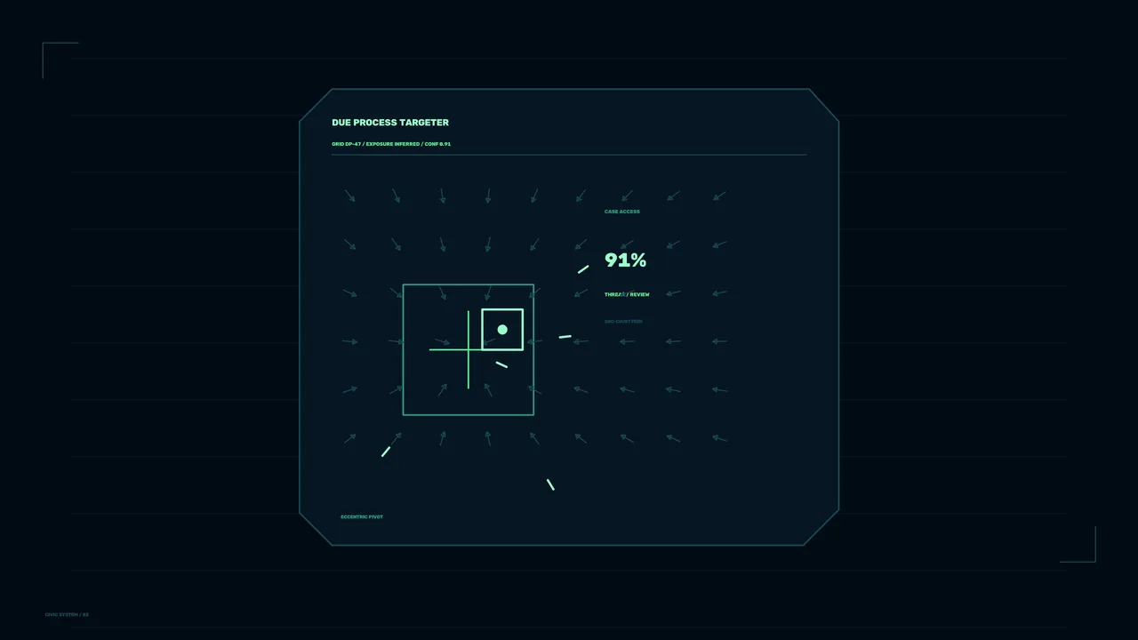 Due Process Targeter HUD with 91% Case Access Readout