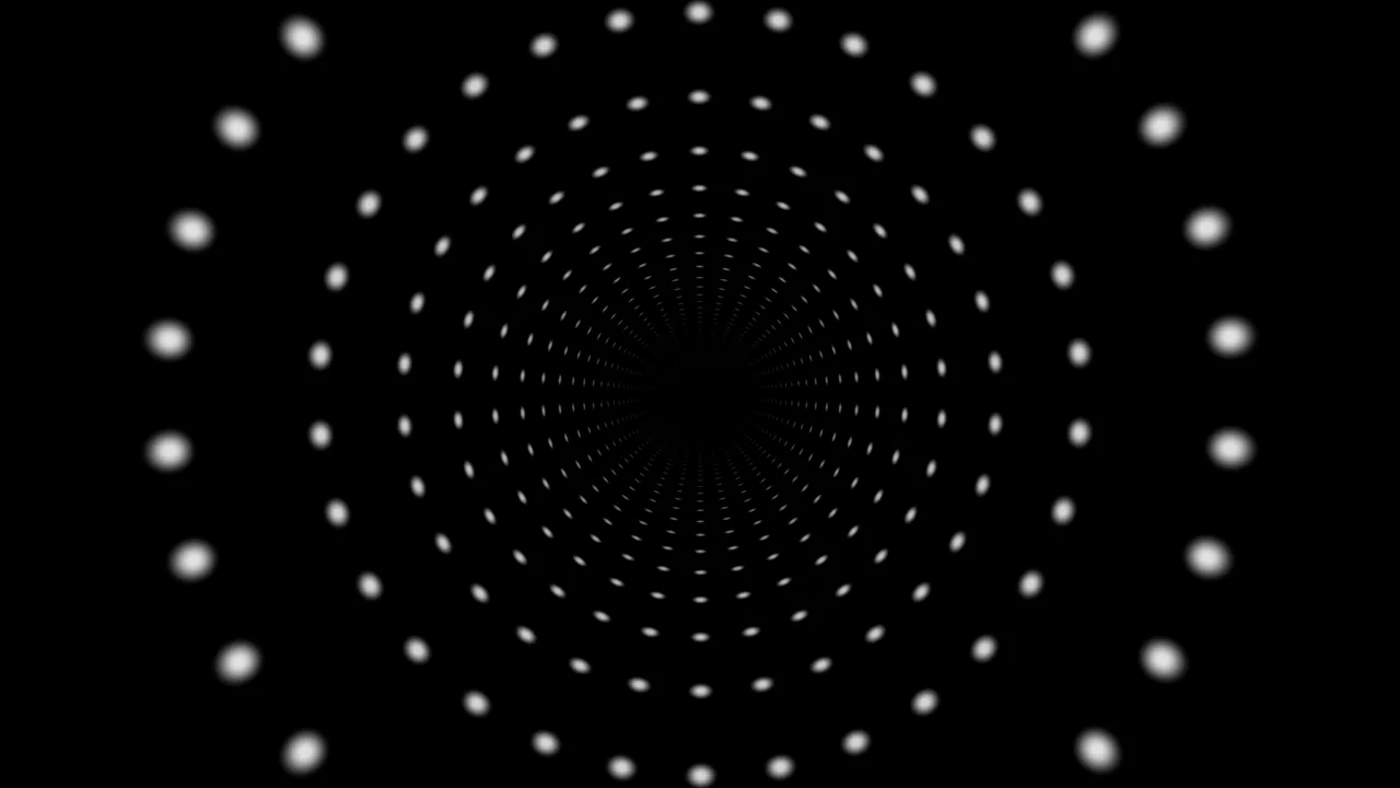 Monochrome Radial Dot Tunnel on Black 4K Wallpaper