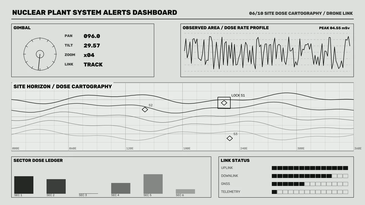 Nuclear Plant System Alerts HUD Dashboard 4K Wallpaper