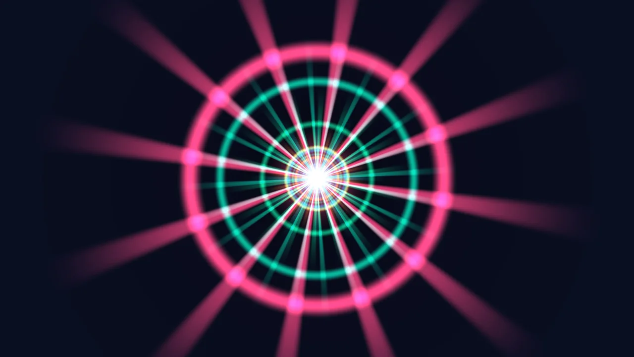 Neon Magenta and Teal Radial Ring Tunnel 4K Wallpaper