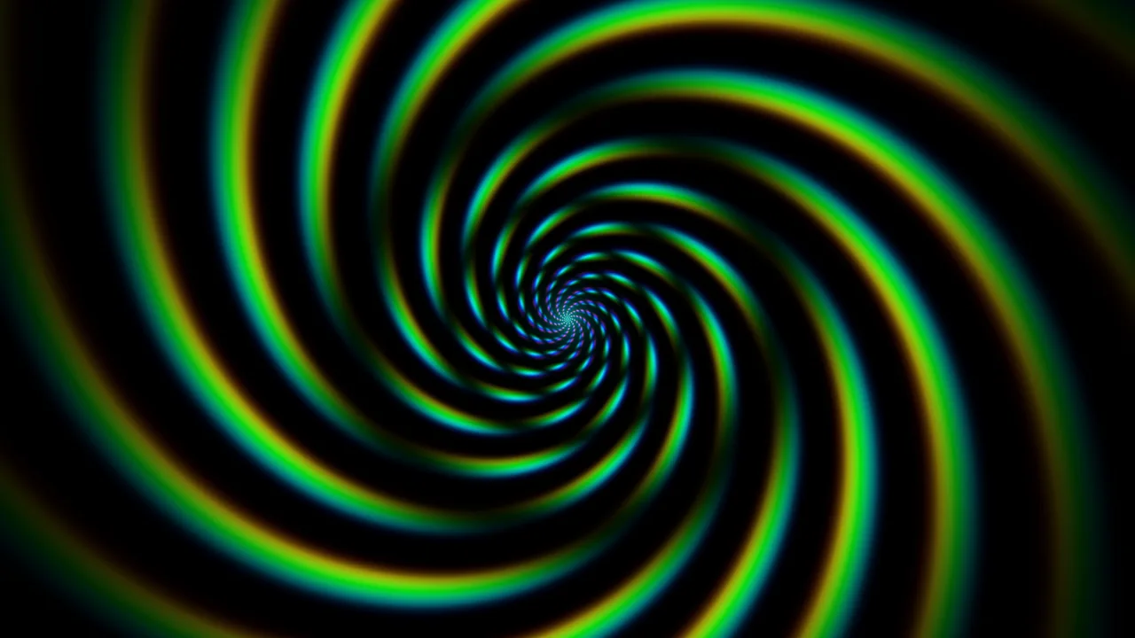 Neon Green and Cyan Spiral Vortex on Black 4K Wallpaper