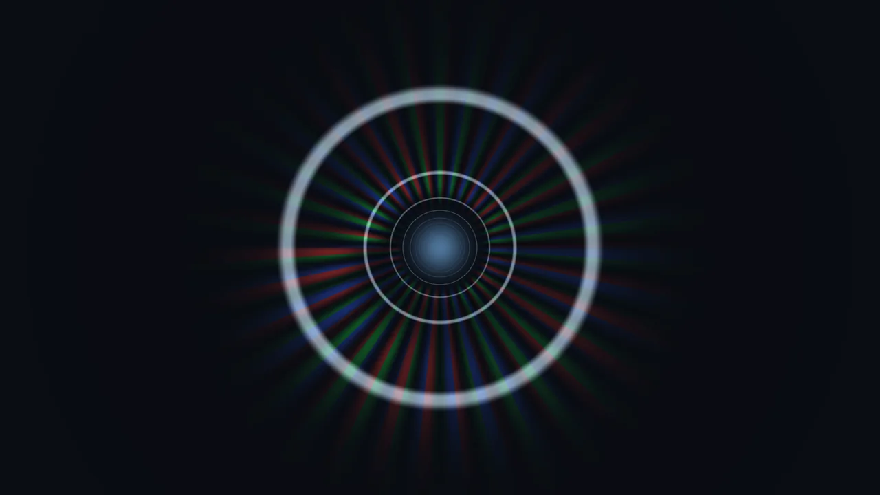 Concentric RGB Light Tunnel with Blue Center 4K Wallpaper
