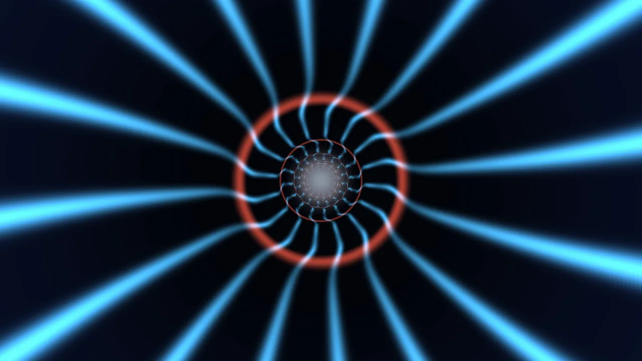 Neon Blue Radial Tunnel with Orange Ring
