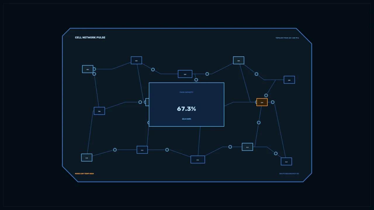 Sci-Fi Battery Capacity HUD with Connected Cell Network