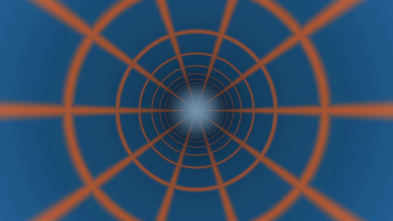 Blue and Orange Concentric Tunnel Grid 4K Wallpaper