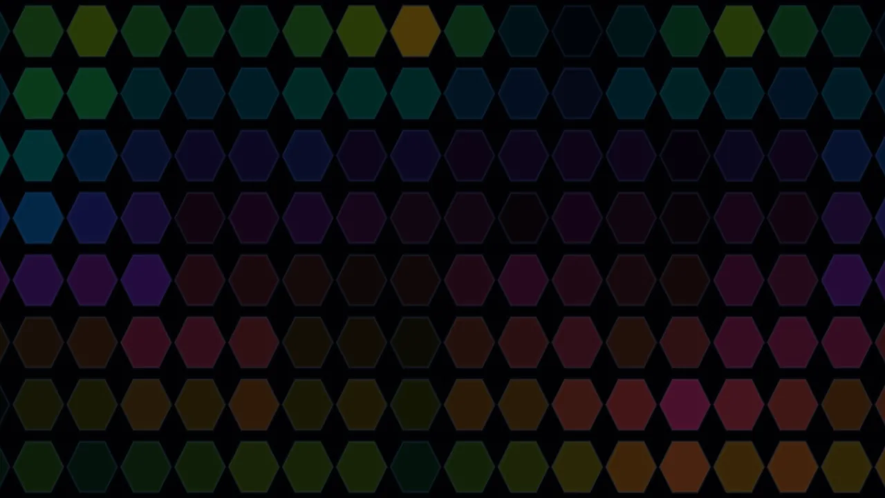 Colorful Hexagonal Grid on Black 4K Wallpaper