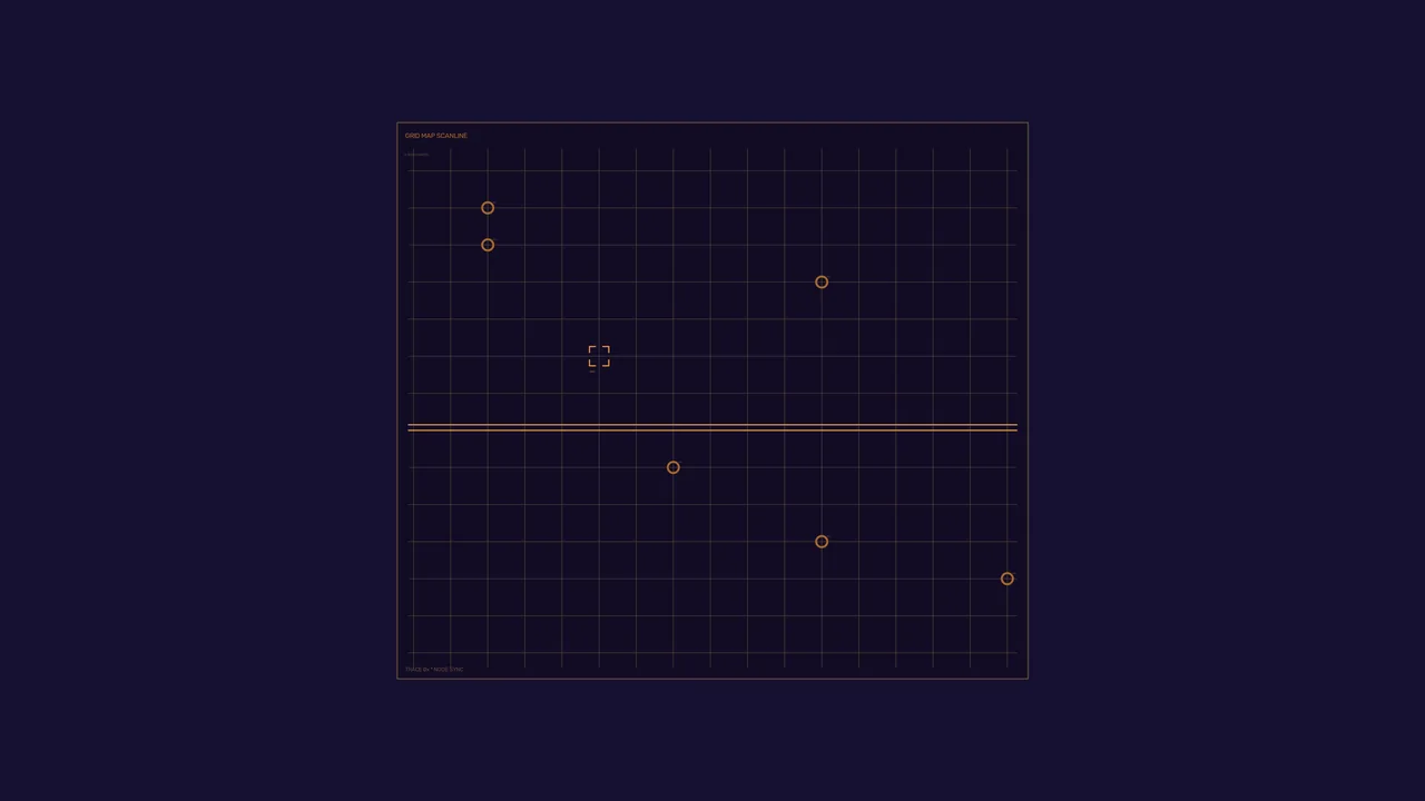 Grid Monitoring HUD with Orange Telemetry Markers on Dark Purple, 4K Wallpaper