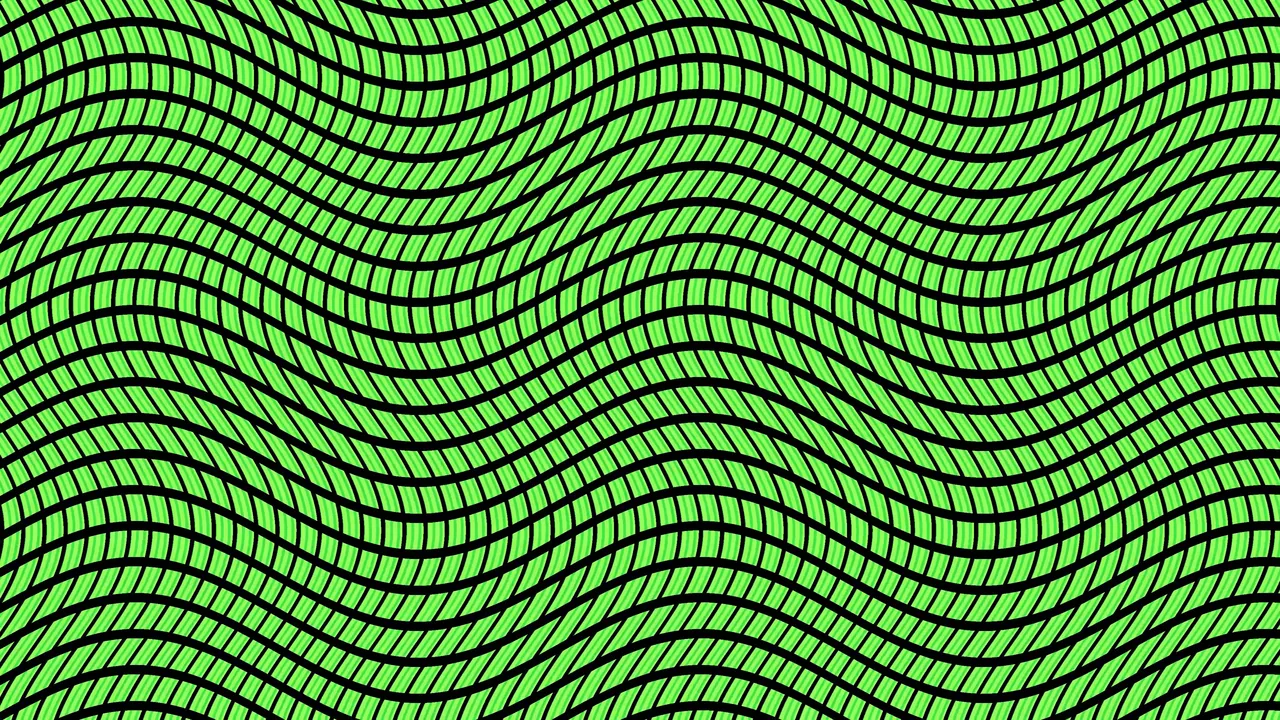 Neon Green Wavy Grid Optical Illusion 4K Wallpaper