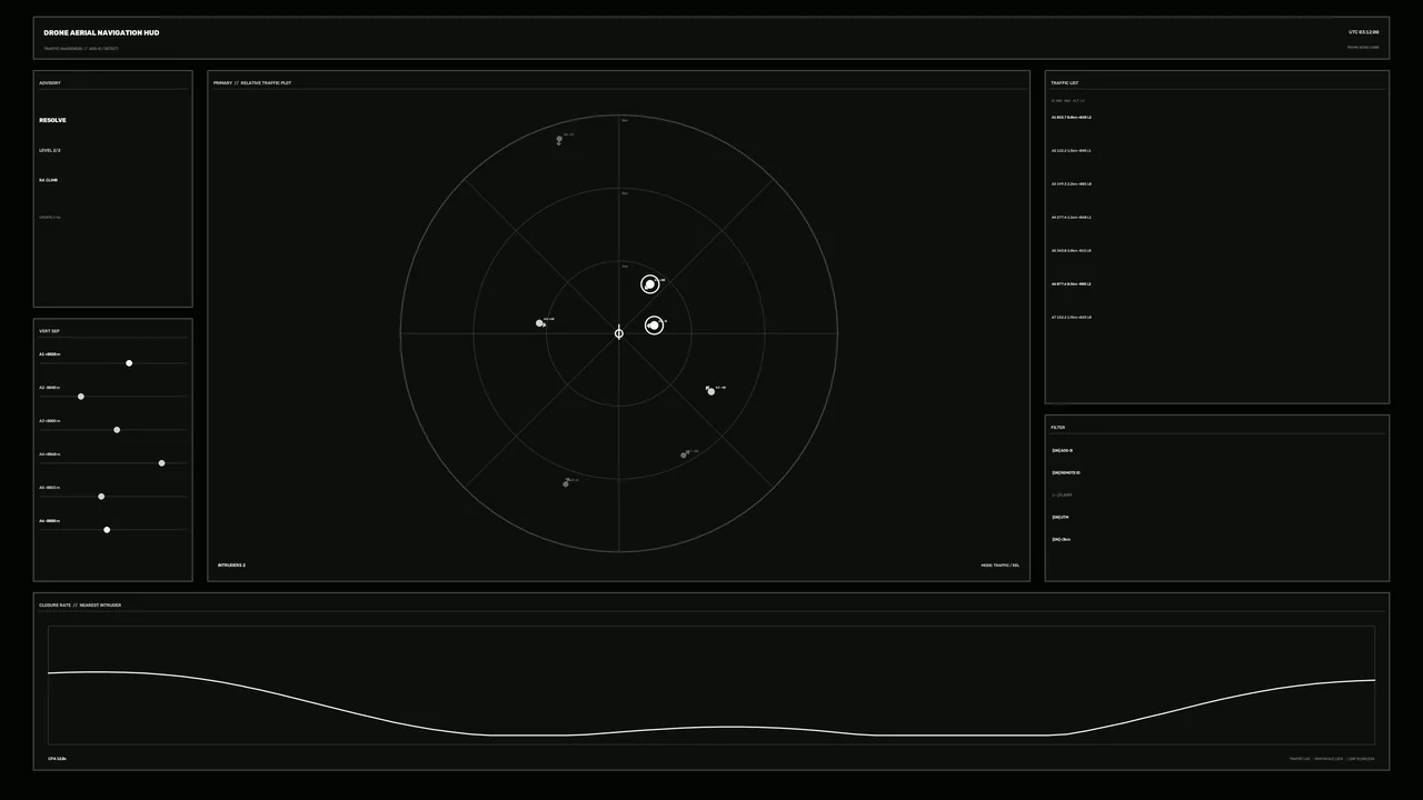Drone Aerial Navigation Radar HUD Interface 4K Wallpaper