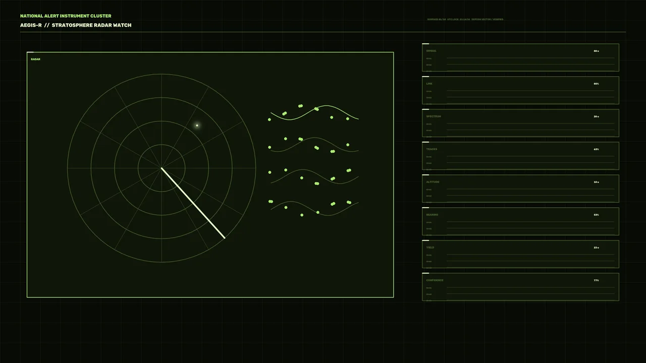 Futuristic Green Radar Tracking HUD and Telemetry Dashboard 4K Wallpaper