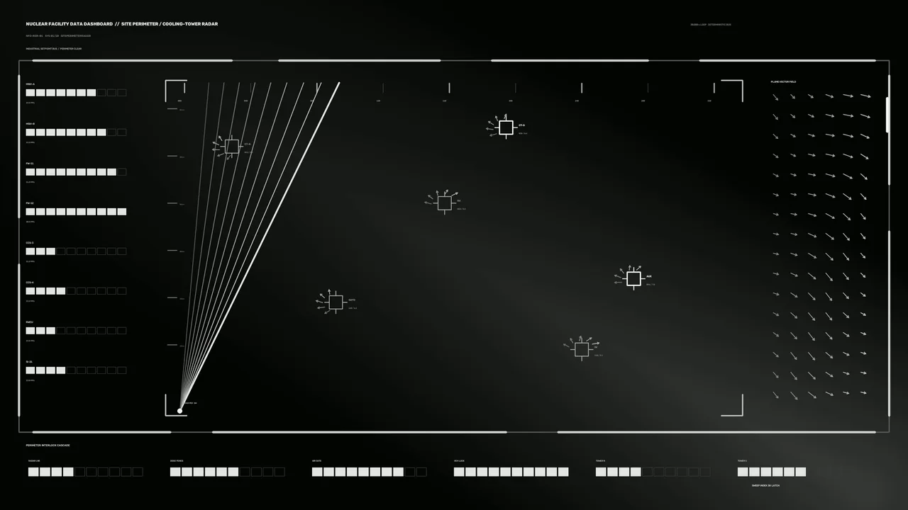 Nuclear Facility Data Dashboard HUD 4K Sci-Fi Wallpaper