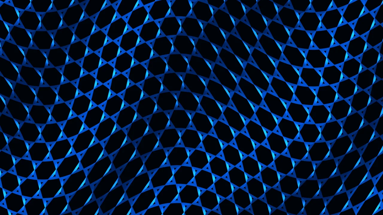 Blue Honeycomb Polygon Grid on Black