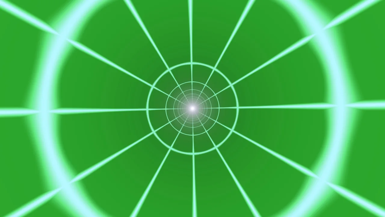 Green Radial Tunnel with Concentric Rings and Spokes