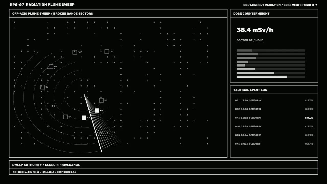 Radiation Plume Sweep Telemetry HUD 4K Sci-Fi Wallpaper