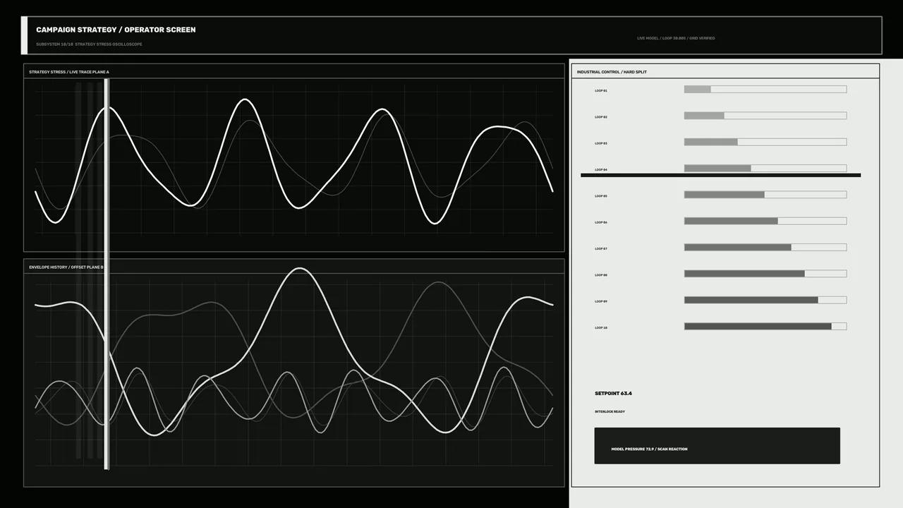 Futuristic Operator Strategy HUD Dashboard with Waveform Graphs 4K Wallpaper