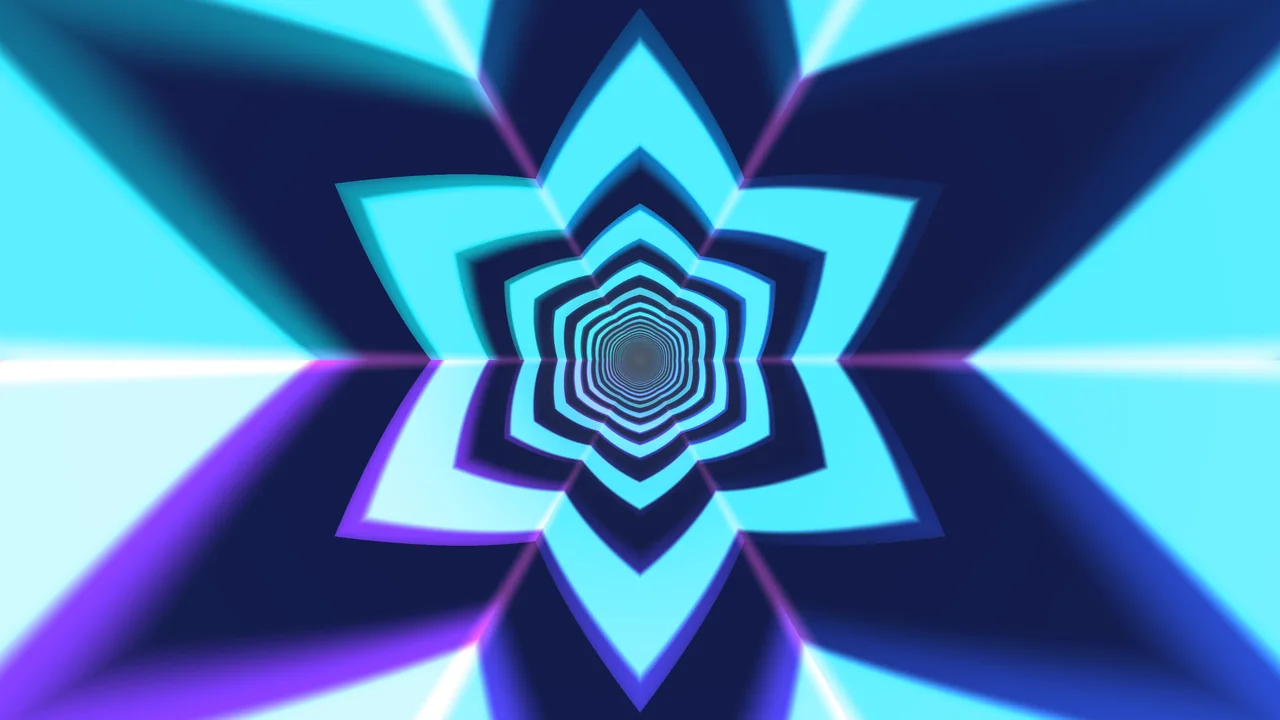 Neon Cyan and Violet Geometric Tunnel 4K Wallpaper