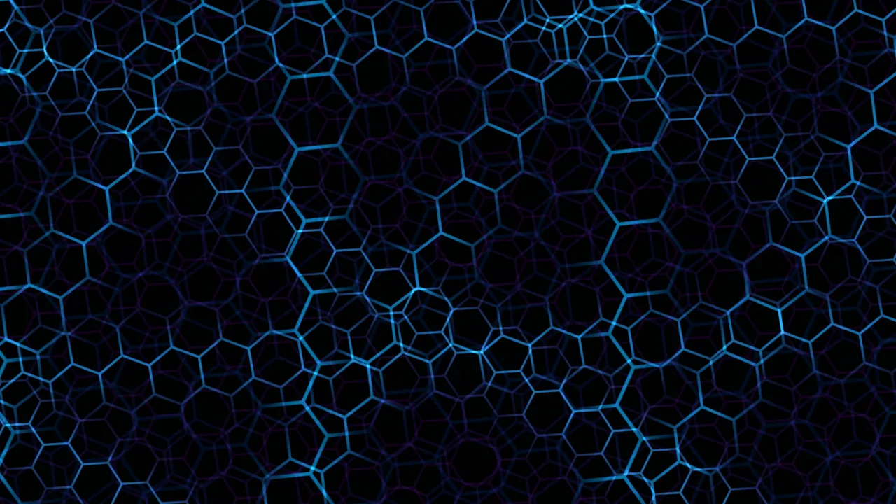 Blue Hexagonal HUD Grid Background – 4K Sci-Fi Interface Wallpaper